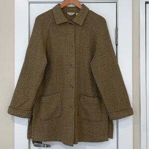 Vtg J Jill Retro Woven Swing Pleat Back Wool Coat M